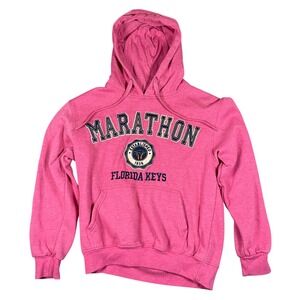Crazy Apparel Marathon Florida Keys Pink Graphic Hoodie Sweatshirt Womens XS‎